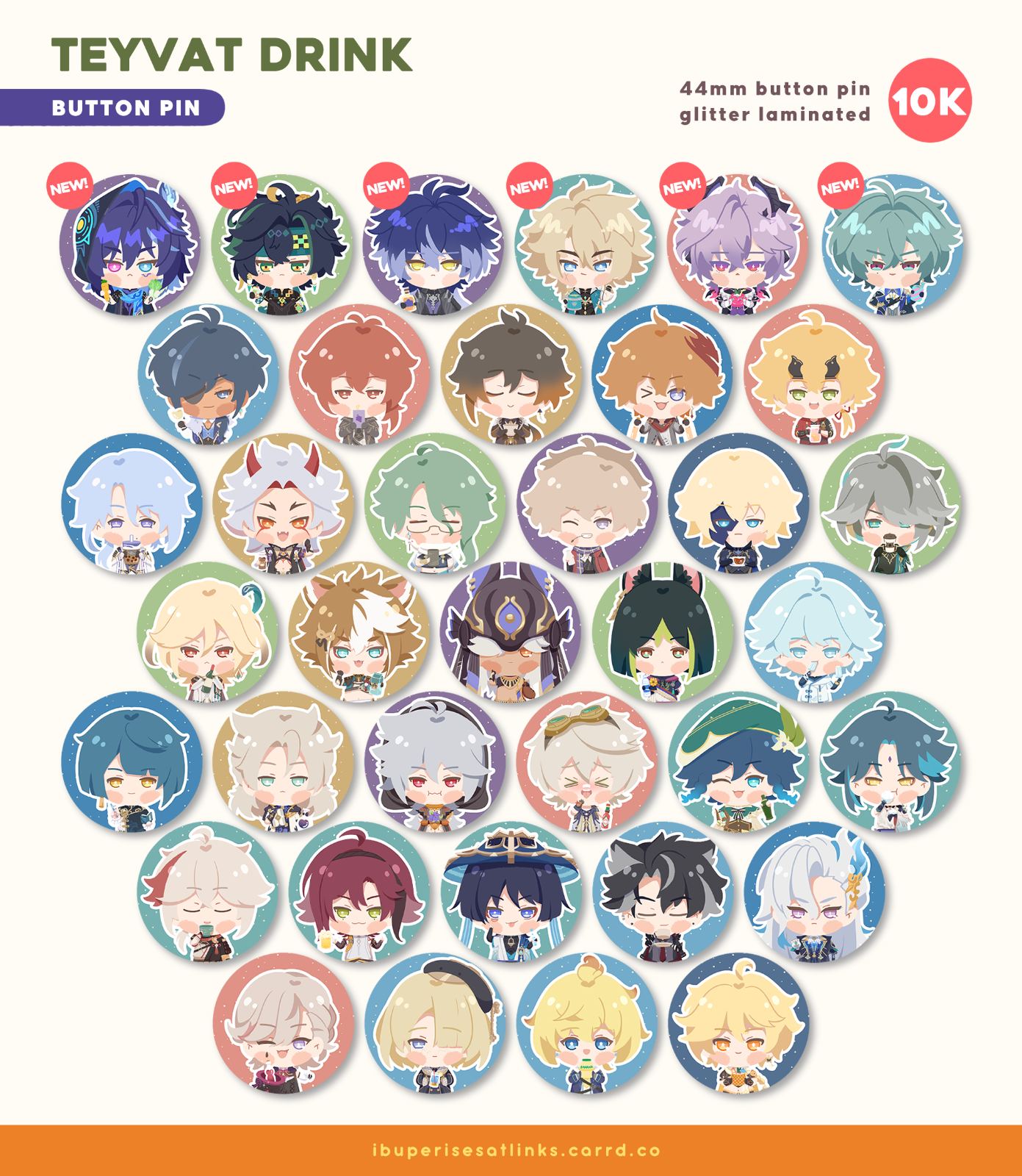 Teyvat Drink Series Pin Button