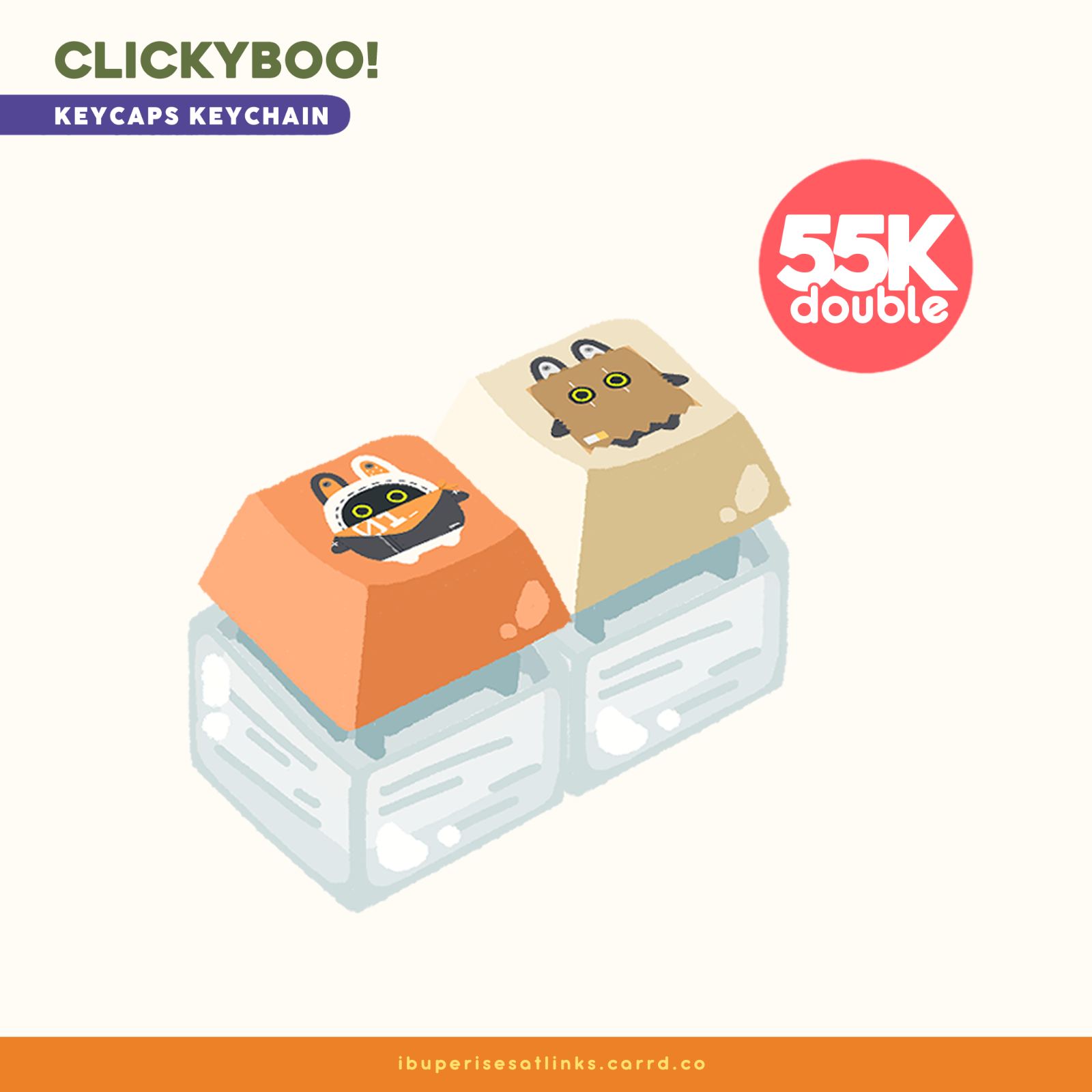 Clickyboo! Keycaps Keychain - Double