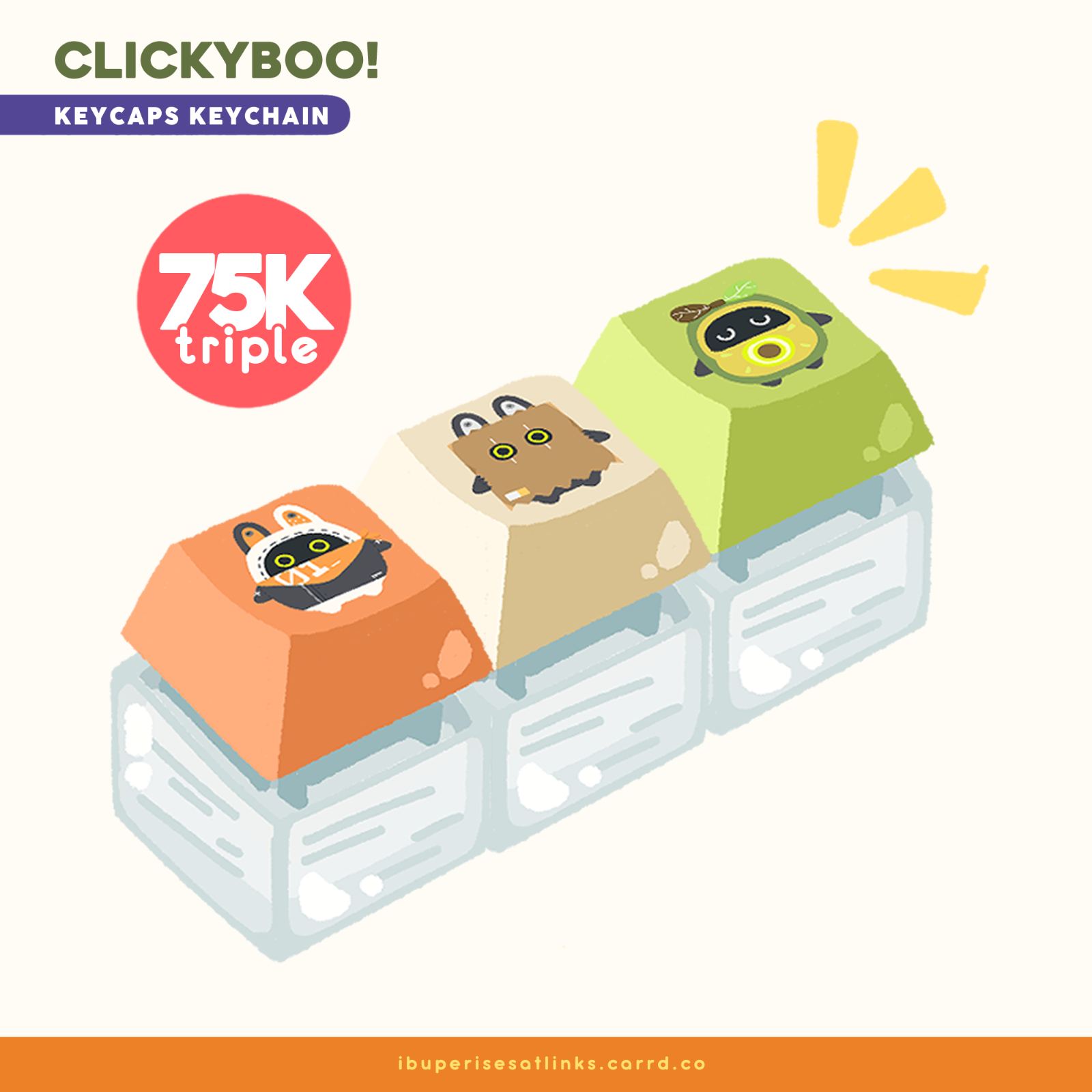 Clickyboo! Keycaps Keychain - Triple