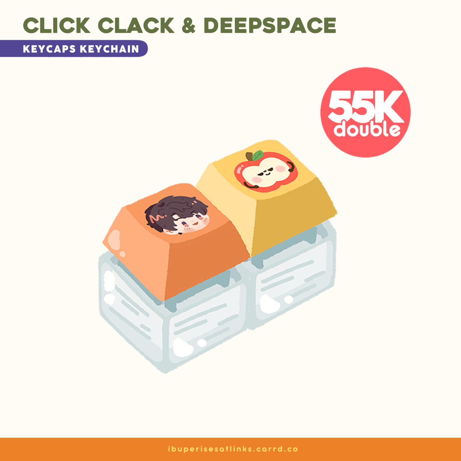 Click Clack & Deepspace Keycaps Keychain - Double