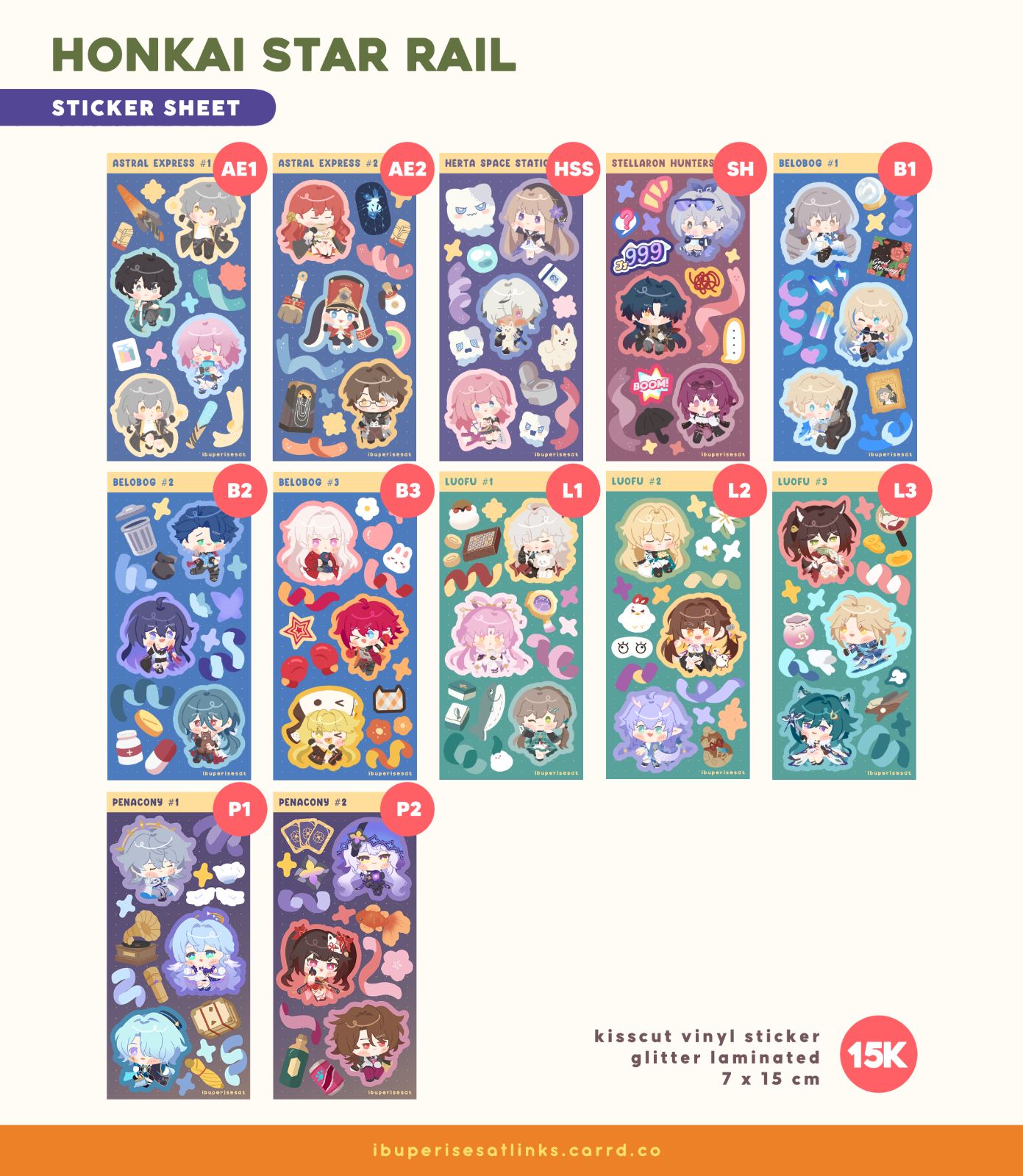 Honkai Star Rail Sticker Sheet